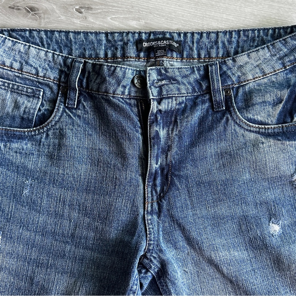 Crooks & Castles Distressed Blue Slim Jeans